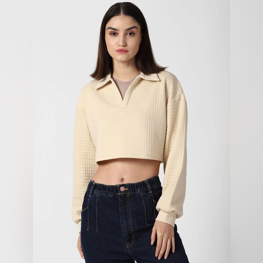 Women’s Forever 21 Quilted Crop Top Sweater